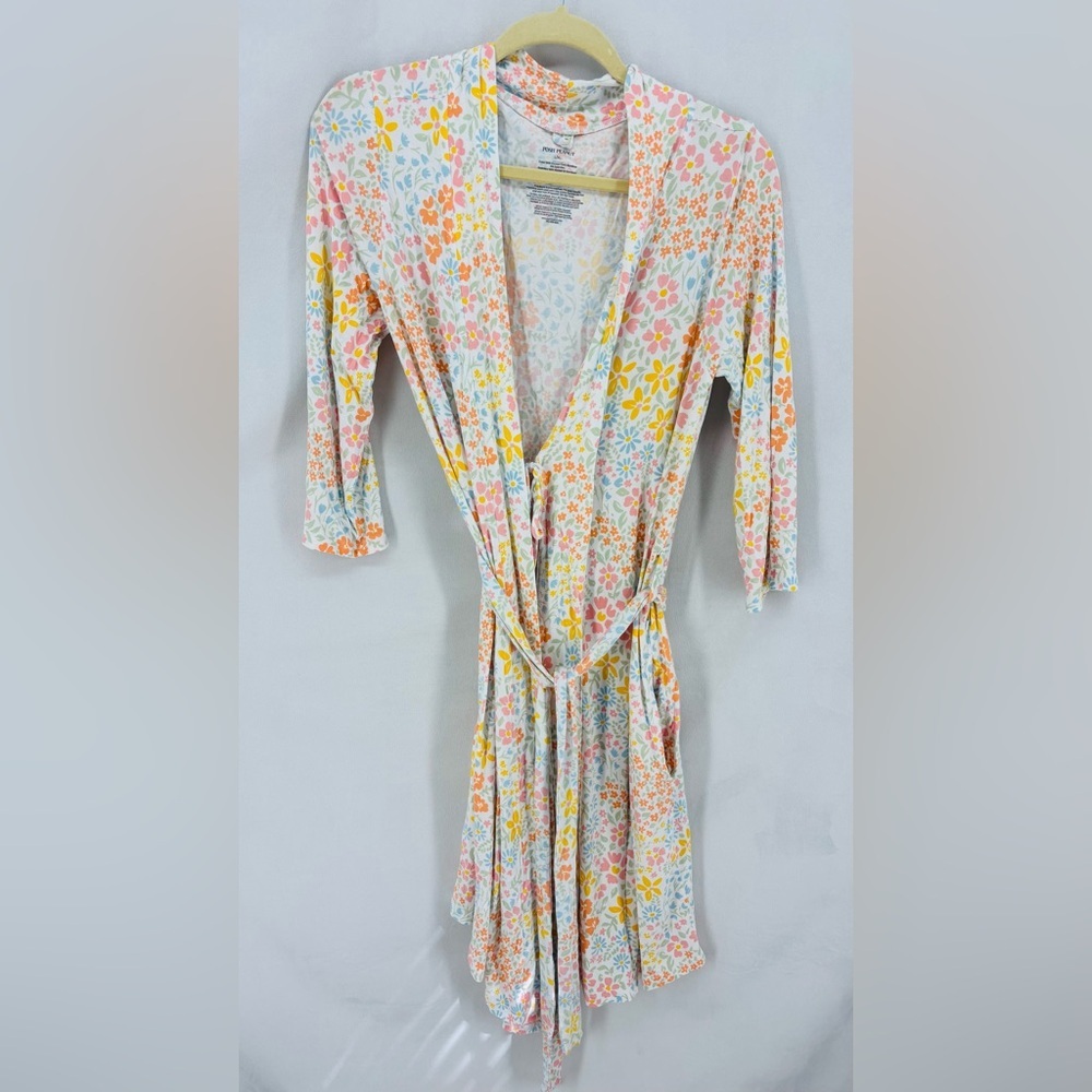 Posh Peanut Floral Wrap Robe in Pastel Pink, Yellow & Blue